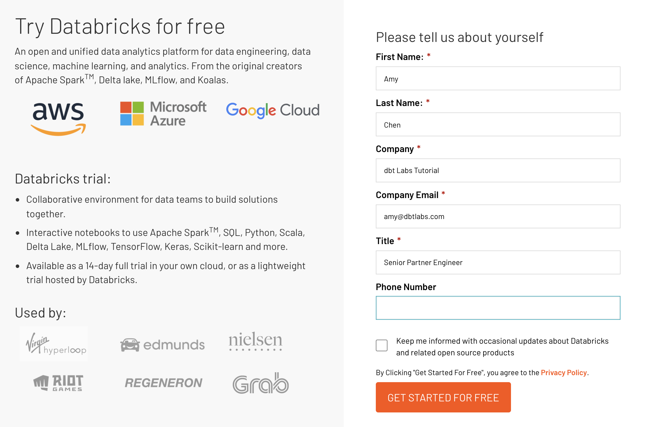 Sign up for Databricks